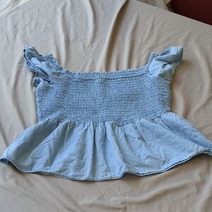 Aeropostale Light Blue Smocked Crop Top